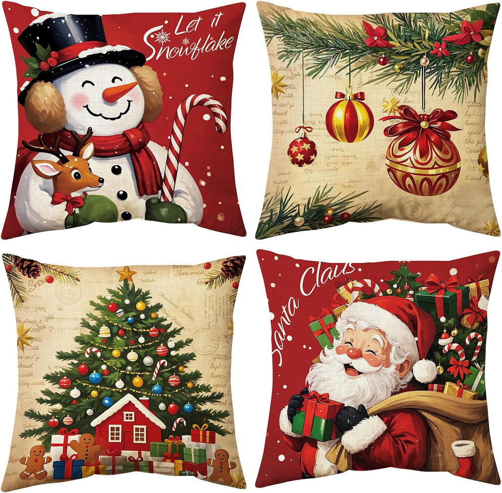 Christmas Decorations Pillow Covers 18X18 Inch Set of 4