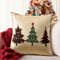 Christmas Tree Pillow Covers with Gold Embroidery
