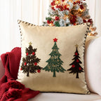 Christmas Tree Pillow Covers with Gold Embroidery