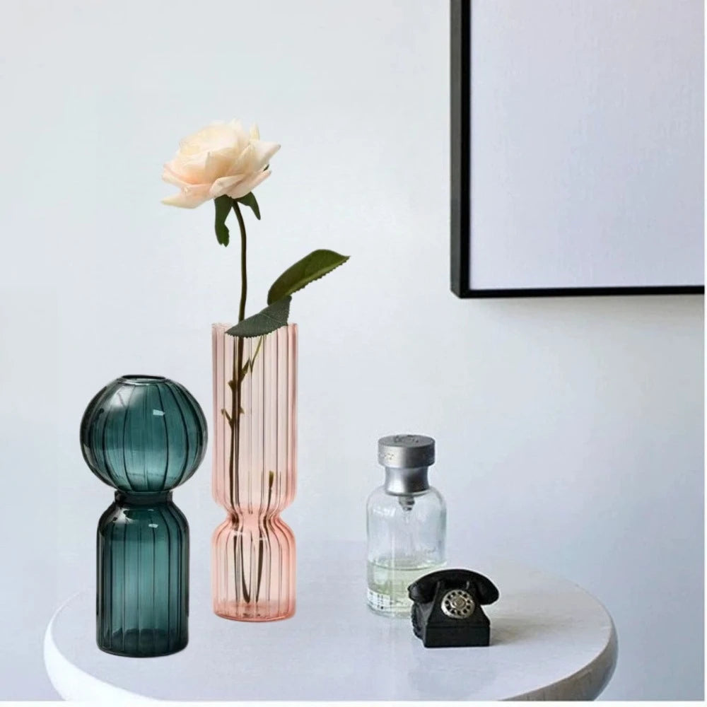 Nordic Striped Retro Glass Vase