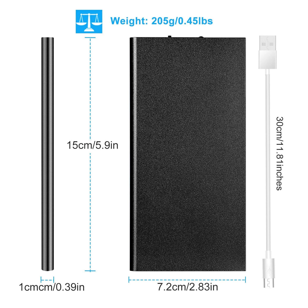 20000Mah Power Bank for Heated Vest Portable Charger 5V 2.1A Dual USB Ports Battery Pack for Heated Blanket Clothing Black
