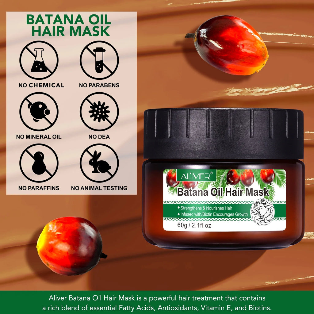 Batana Oil for Hair & Skin Care,100% Pure & Natural Batana Oil & Raw Batana Oil Hair Mask Set for Nourish & Moisturize Hair and Scalp