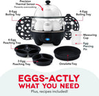 Deluxe Egg Cooker, 12 Hard Boiled Eggs, Black | Electric Double Decker Egg Poacher, Steamer & Omelette Maker Machine, Soft or Poached Eggs, Auto Shut-Off, Bpa-Free