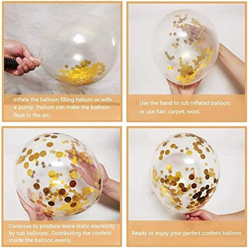Black and Gold Confetti Balloons,50Pcs 12In,Latex,Party Decor