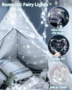 2 Pack 100 LED Fairy Lights Battery Operated with Remote, 33 FT Cool White