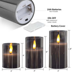 Flameless Candles Flickering with Remote and Timer,3D Wick Acrylic Electric Fake Candles, Battery Operated LED Pillar Candle-Gray 4''X5''X6''
