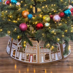 LED Lights Christmas Tree Collar, PVC Christmas Tree Skirt, 60CM/23.6IN, Set of 5 Panels Christmas House Design, Easy to Assemble and Store, Battery-Operated (Batteries Not Included)