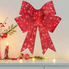 Christmas Wreath Bow 60Cm Lighted Red Ornaments Door Wreath Holiday Garland for Winter Home Porch Christmas Decoration
