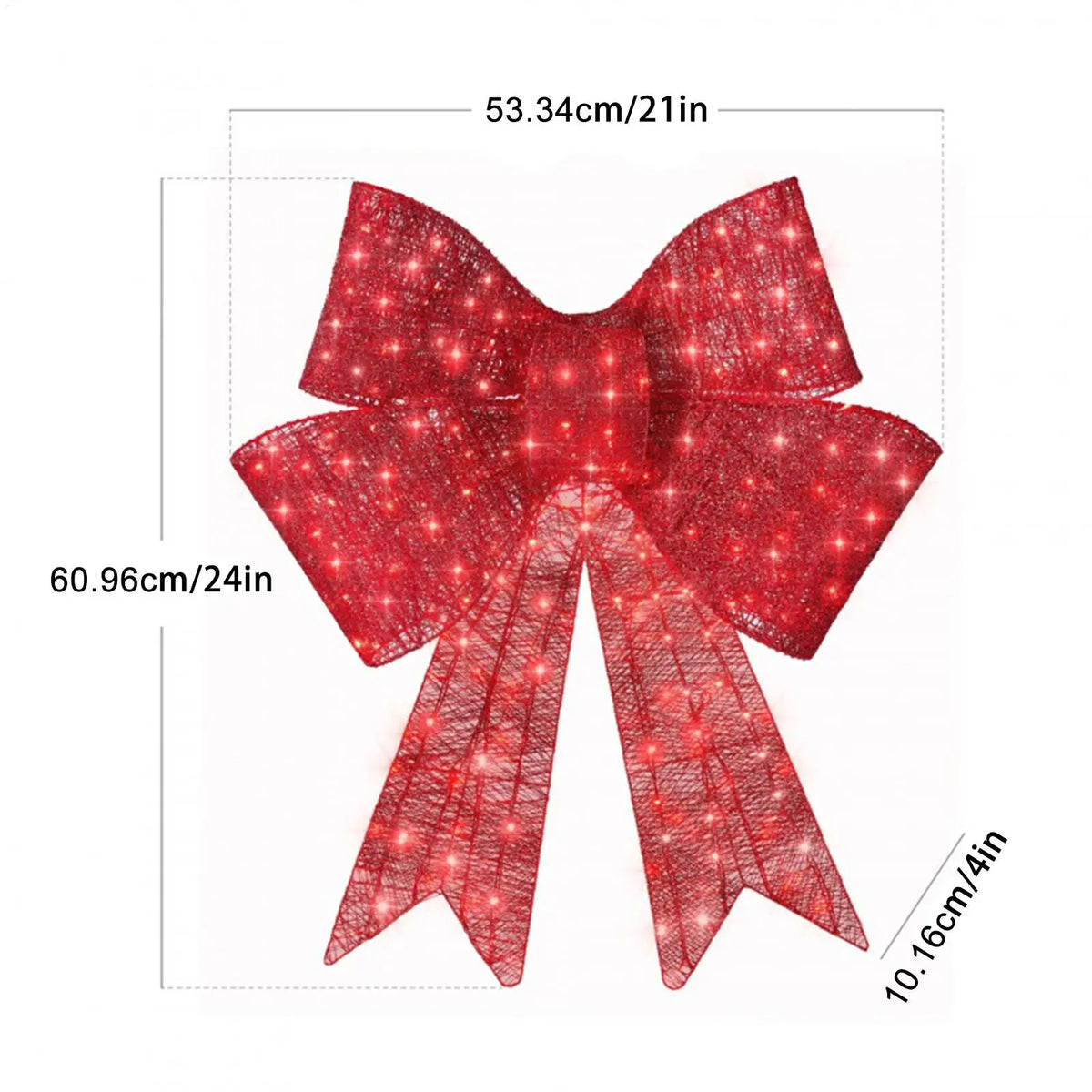 Christmas Wreath Bow 60Cm Lighted Red Ornaments Door Wreath Holiday Garland for Winter Home Porch Christmas Decoration