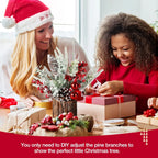 2Pack Small Christmas Tree with Christmas Ornaments Pine Cone Berry, Small Xmas Tree for Christmas Decorations Indoor Outdoor(Red-Round)