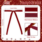 24 Pcs Velvet Bows for Christmas Tree,Velvet Christmas Tree Bows Door Garland Decor Vintage Wreath Bow,Red Bows for Christmas, Suitable for Xmas Home Decor Wedding Outdoor Indoor (Red)