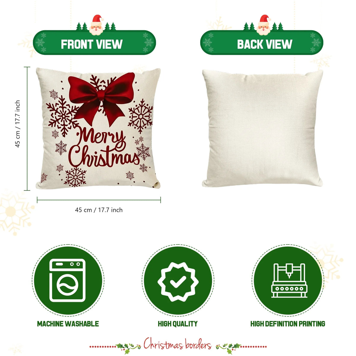 Christmas Pillow Covers 18X18 Inch Set of 4 Farmhouse Christmas Pillow Covers Christmas Pillow Cases for Sofa Couch Christmas Decorations Throw Pillow Covers