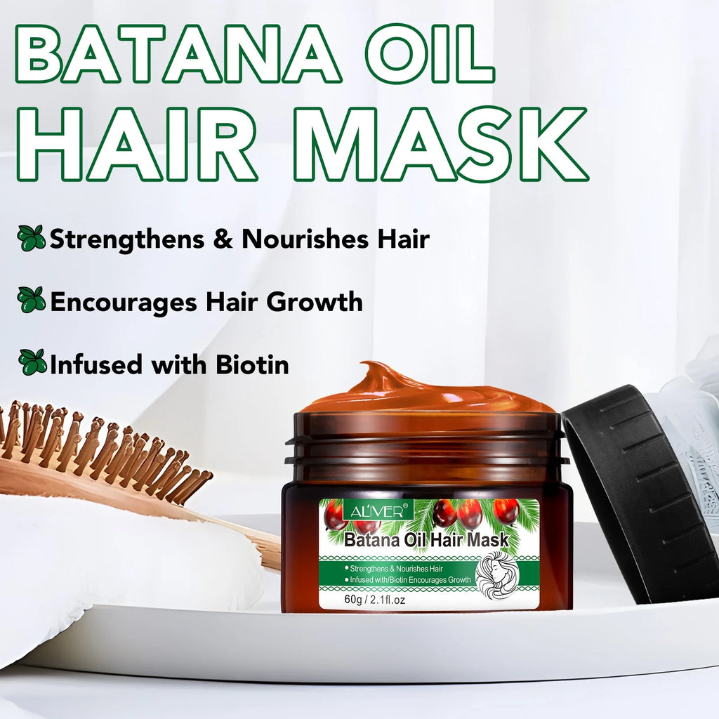 Batana Oil for Hair & Skin Care,100% Pure & Natural Batana Oil & Raw Batana Oil Hair Mask Set for Nourish & Moisturize Hair and Scalp