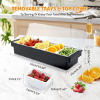 Ice Chilled Condiment Caddy with 5 Removable Trays and Lid, 2 Pack
