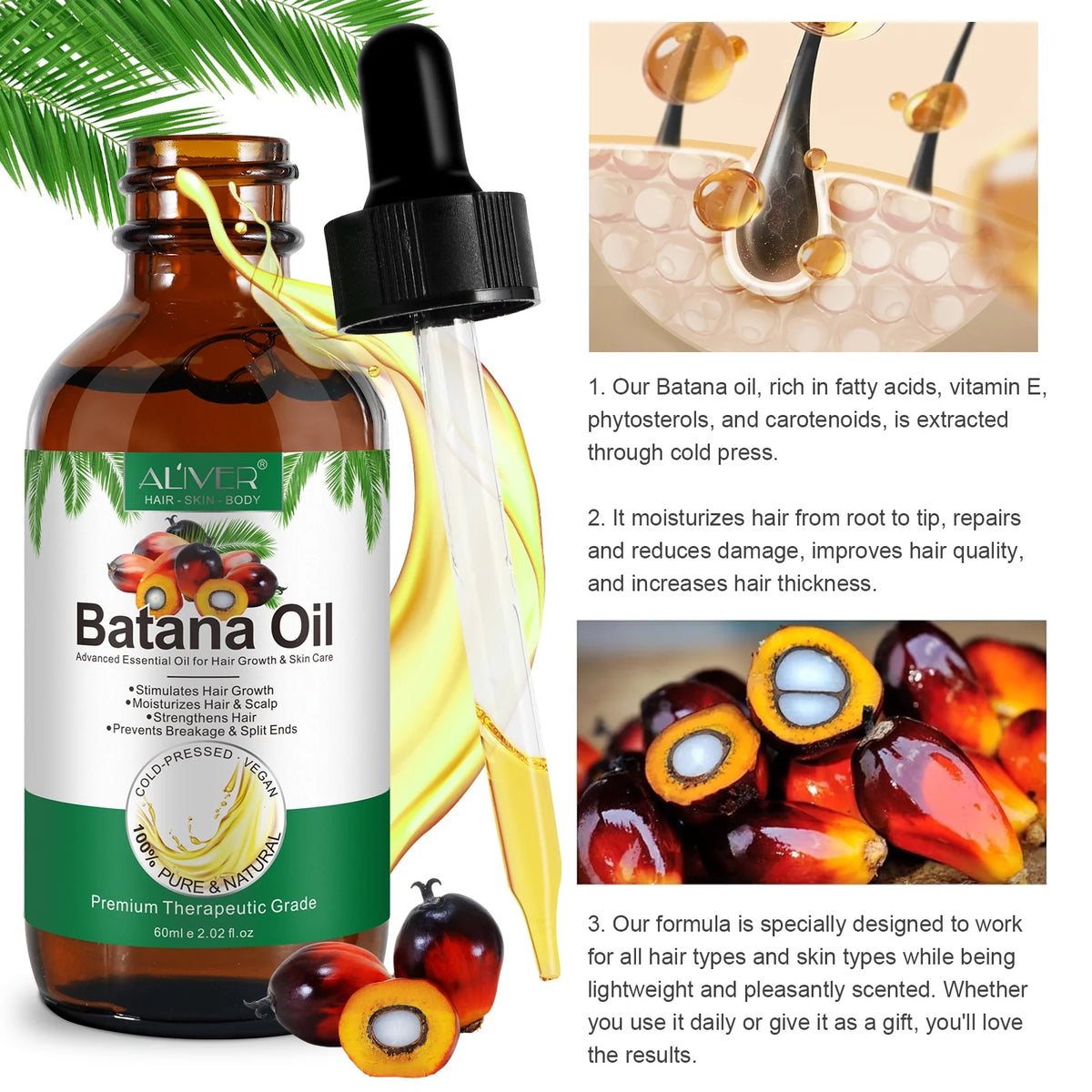 Batana Oil for Hair & Skin Care,100% Pure & Natural Batana Oil & Raw Batana Oil Hair Mask Set for Nourish & Moisturize Hair and Scalp