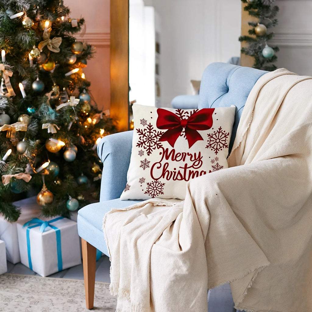 Christmas Pillow Covers 18X18 Inch Set of 4 Farmhouse Christmas Pillow Covers Christmas Pillow Cases for Sofa Couch Christmas Decorations Throw Pillow Covers