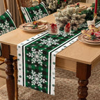 Christmas Decorations Green Snowflakes Christmas Table Runner, 13X36