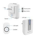 Wireless Doorbells Rings 1 Thousand FT Operating Range IP44 Waterproof Door Chime with 1 Plug Receiver Chimes 52 Melodies LED Indicator Bells for Office Apartment House