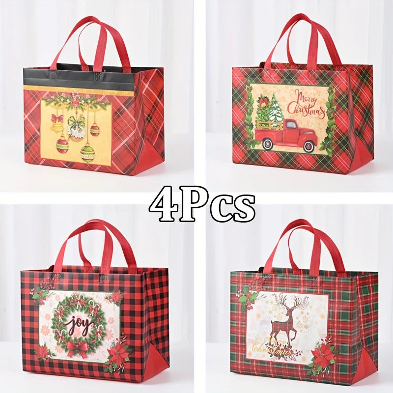 Reusable Christmas Tote Gift Bags with Handles