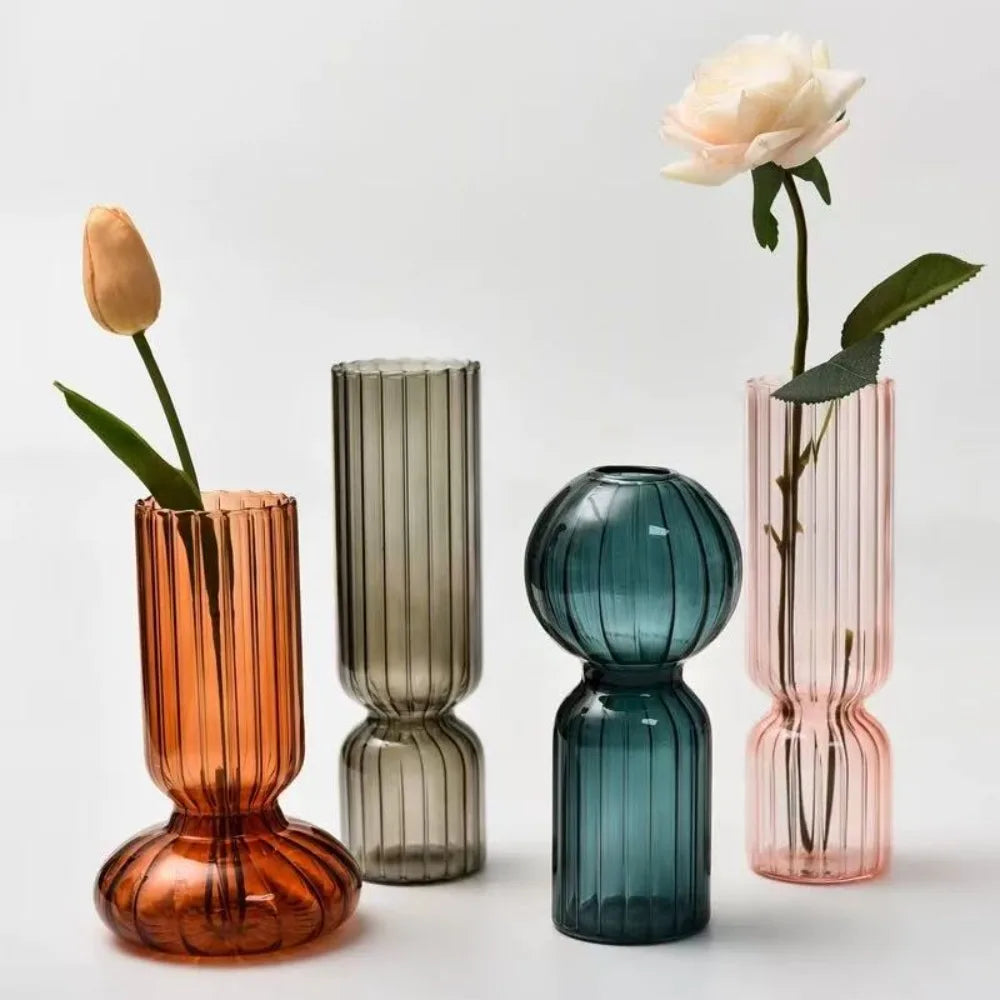 Nordic Striped Retro Glass Vase