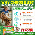 Rodent Mole Repellent Indoor Outdoor - 32 Packs Peppermint Essential Oil Extra Strength for Mice Rat Mouse Bug Spider Roach Repellent Pouches, Moth Balls Pest Control Natural Home Safe