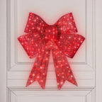 Christmas Wreath Bow 60Cm Lighted Red Ornaments Door Wreath Holiday Garland for Winter Home Porch Christmas Decoration