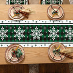 Christmas Decorations Green Snowflakes Christmas Table Runner, 13X36