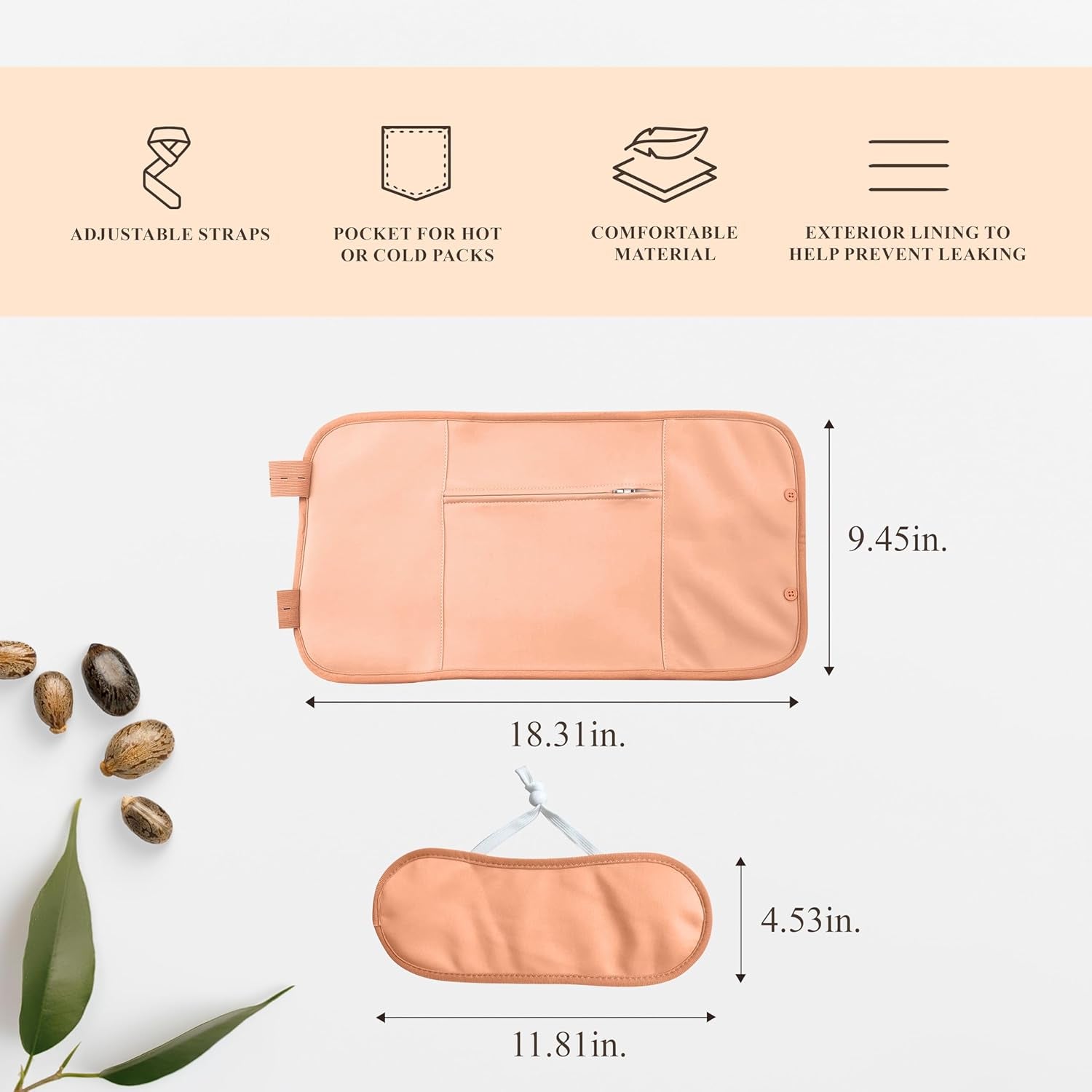 Castor Oil Pack Wrap | Organic Castor Oil 16 Oz | Reusable Wraps | Durable Comfortable Pack Wraps | Adjustable Elastic Straps | Neck and Stomach