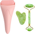 3-In-1 Natural Jade Roller and Gua Sha Set for Face and Eye Ice Roller Facial Cooling Massage Roller