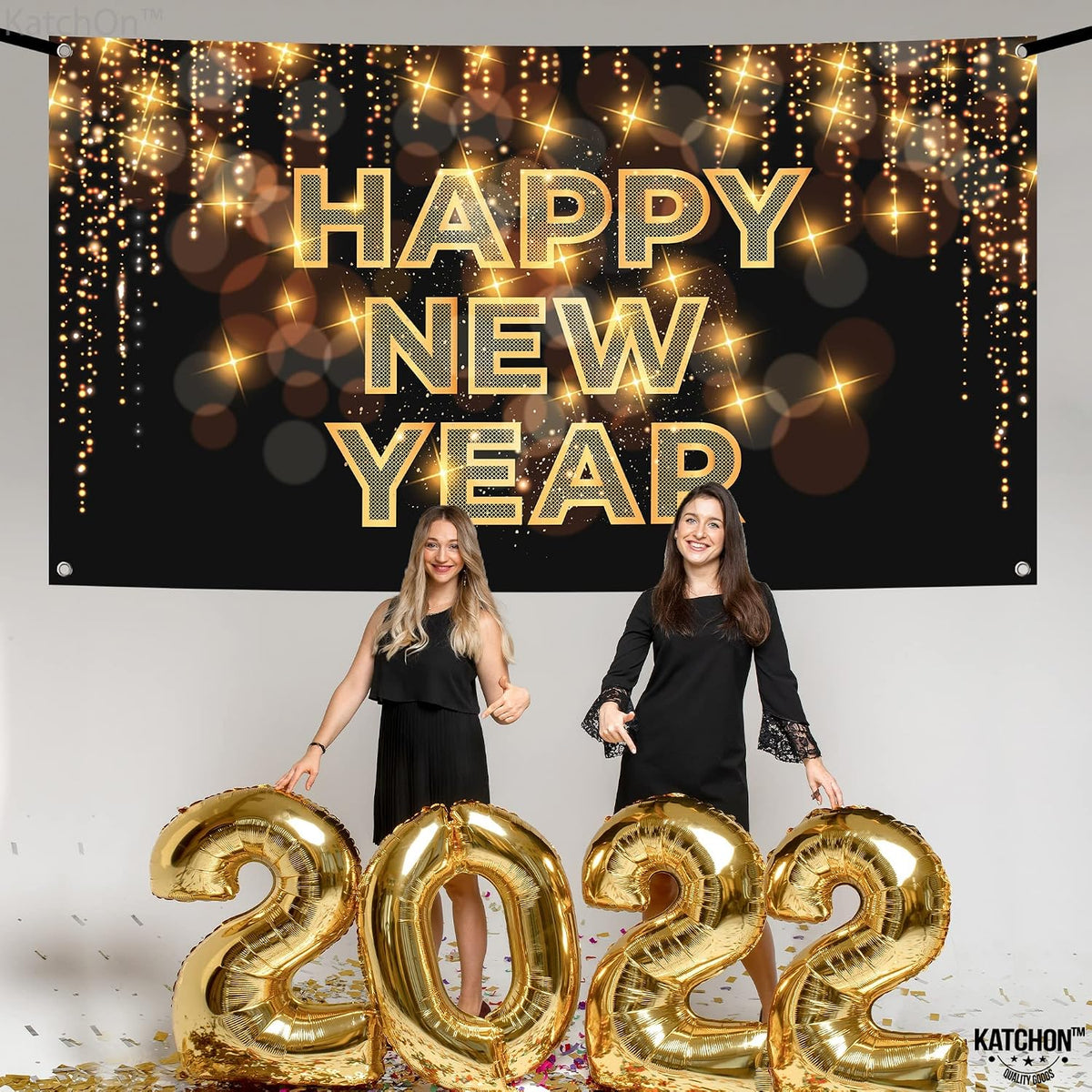 , Xtralarge Happy New Year Banner - 72 X 44 Inch | Happy New Year Backdrop for New Years Decorations 2027| NYE Eve Banner for NYE Decorations 2027| New Years Eve Party Supplies 2027
