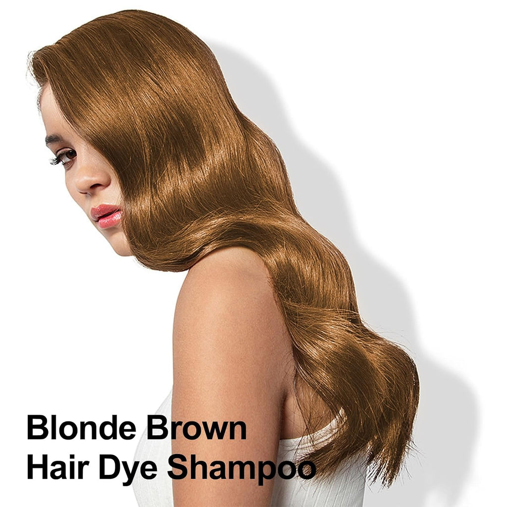 Hair Dye Shampoo for Women & Men, 3 in 1 Instant Hair Color Shampoo for 100% Gray Hair Coverage, Magic Coloring Shampoo, Beard & Root Touch Up, Easy At-Home DIY Salon, Plant Based (Blonde Brown)