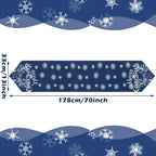 Embroidered Snowflake Xmas Table Runner Elk 13 X 70 In, Navy Blue