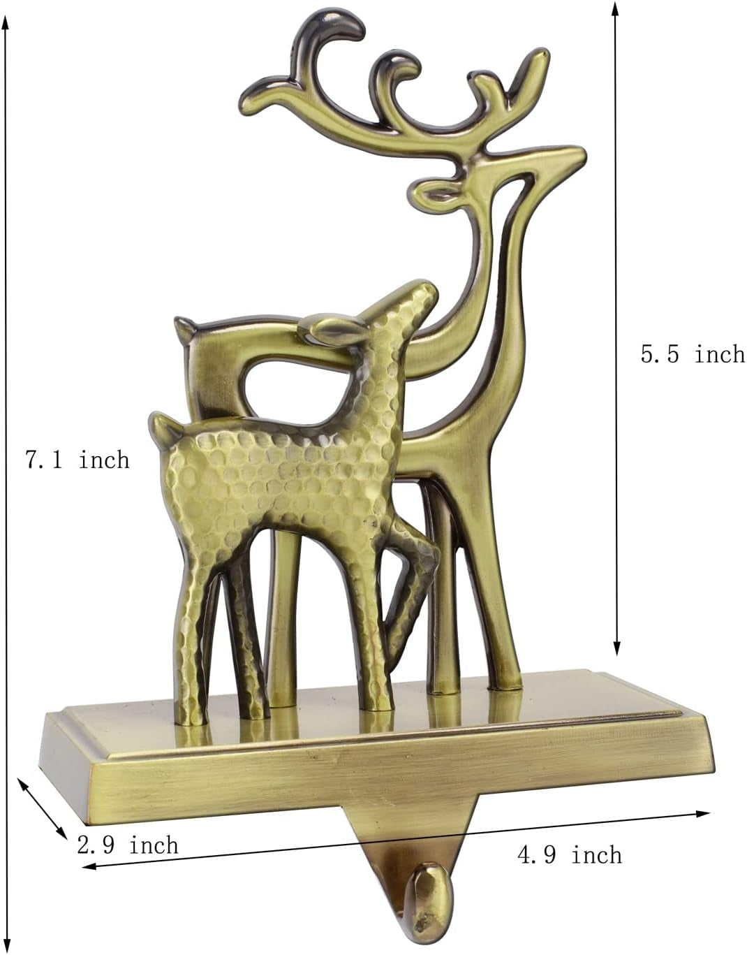 Christmas Stocking Holders for Mantle Set of 2 Christmas Stocking Hangers for Fireplace Anti-Slip Mantel Hanger Hooks for Stocking Hanging Ornament Firepiece Xmas Decor (Tree and Reindeer)