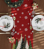 Christmas Table Runner Snowflakes Christmas Tree Home Decorations Red