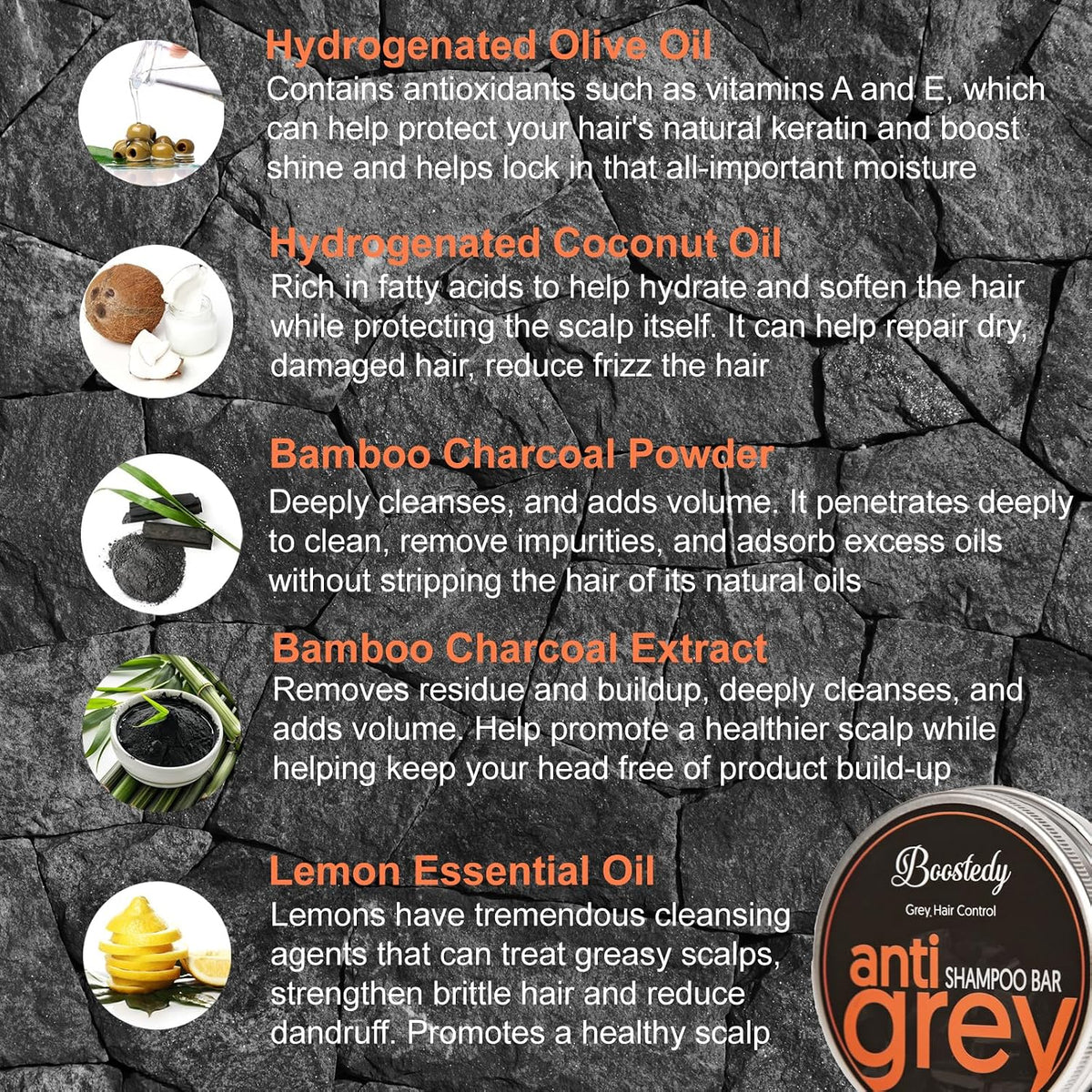 Anti Grey Hair Shampoo Bar - Conceals Grey Hair & Darkens Naturally - Reverse Gray Hair, Natural Moisturizing & Extra Strength Scalp Revitalizer - Solid Shampoo for Shiny, Healthy Hair, 2.15 Oz