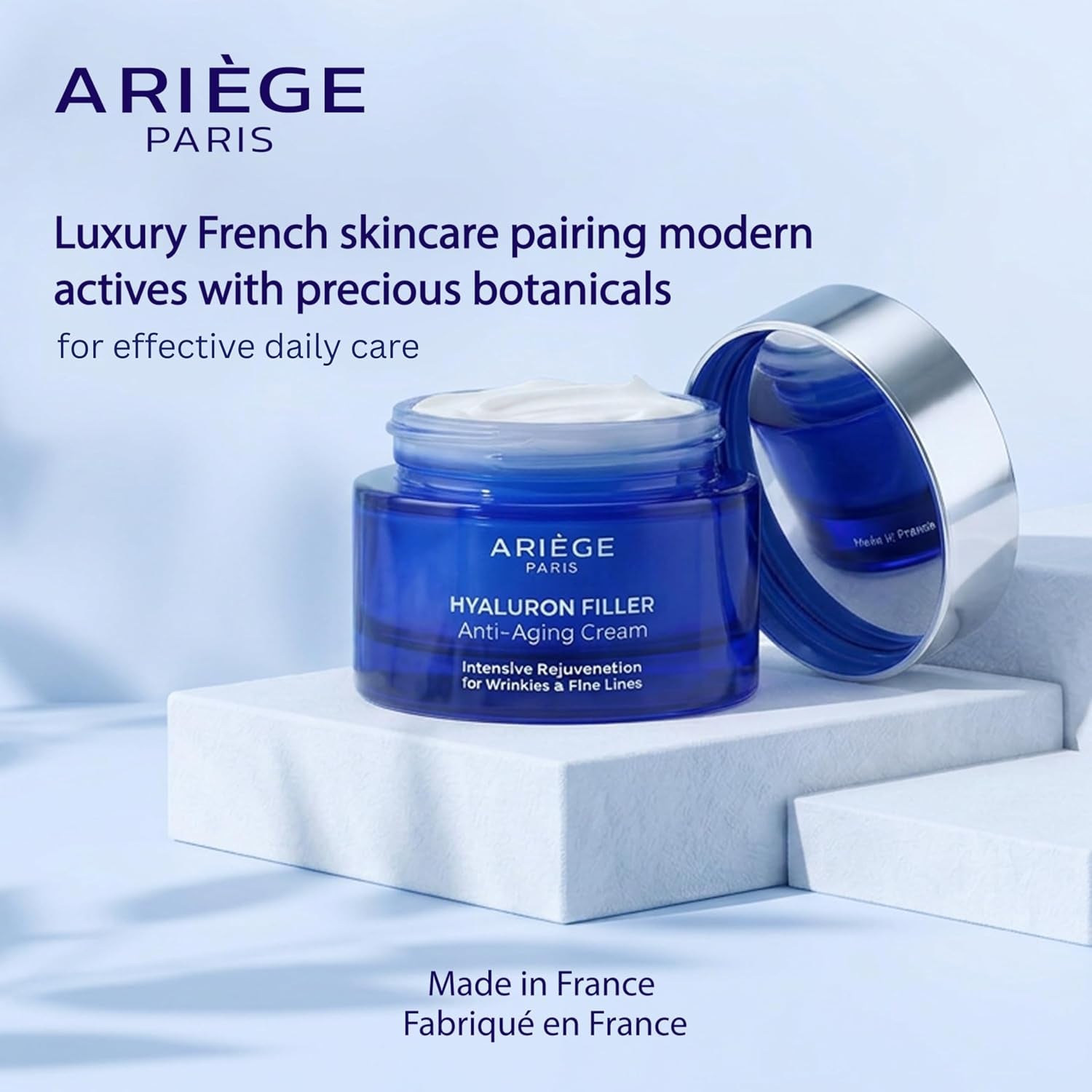 ARIEGE PARIS anti Aging Cream with Hyaluronic Acid - anti Wrinkle Cream & Face Moisturizer for Wrinkles - Neck Firming Cream & Fine Line Cream - Hydrating Face Cream, Made in France