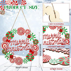 Christmas Wreath Sign for Front Door, Wooden Candy Hanger Decoration