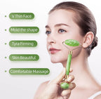 3-In-1 Natural Jade Roller and Gua Sha Set for Face and Eye Ice Roller Facial Cooling Massage Roller