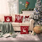 Christmas Pillow Covers 18X18 Inch Set of 4 Farmhouse Christmas Pillow Covers Christmas Pillow Cases for Sofa Couch Christmas Decorations Throw Pillow Covers
