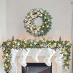 30 Inch Pre-Lit Silver White Christmas Wreaths for Front Door