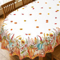 Fall Tablecloth Autumn Pumpkin Squirrel Sunflower Maple Leaves Tablecloths Oval 60X84 Inch Table Cover for Dinning Table Decorations