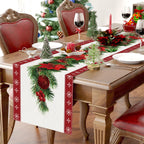 Watercolor Poinsettia Red Christmas Table Runner 13 X 72 Inch