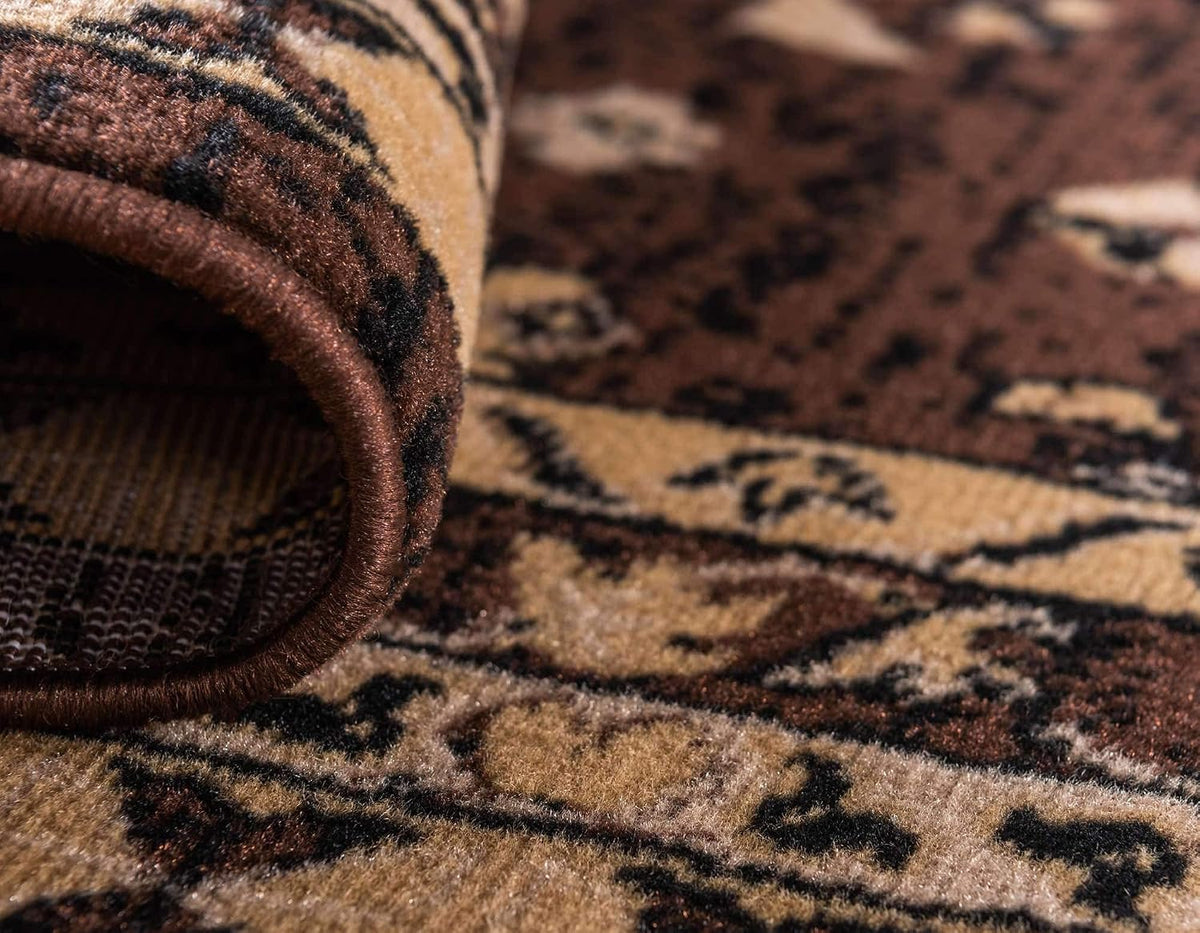 Taftan Collection Border Geometric Tribal Inspired Design Area Rug (2' 2 X 3' 0 Rectangular, Brown/Tan)