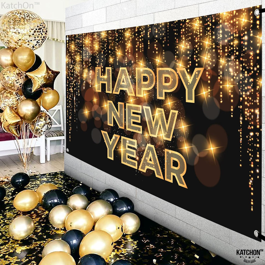 , Xtralarge Happy New Year Banner - 72 X 44 Inch | Happy New Year Backdrop for New Years Decorations 2027| NYE Eve Banner for NYE Decorations 2027| New Years Eve Party Supplies 2027