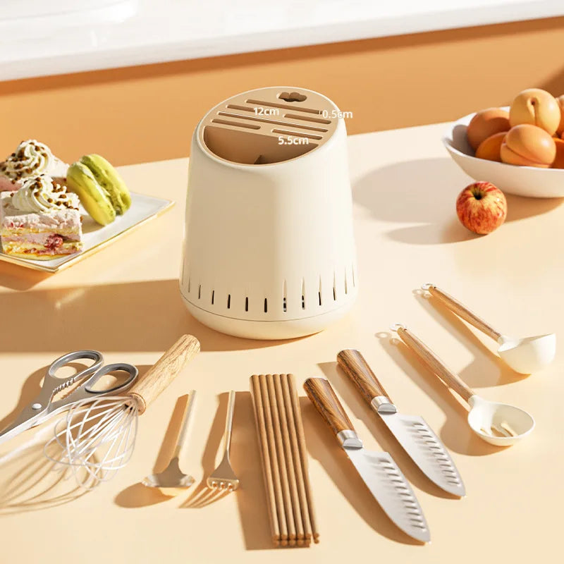 Cream Kitchen Utensil Organizer
