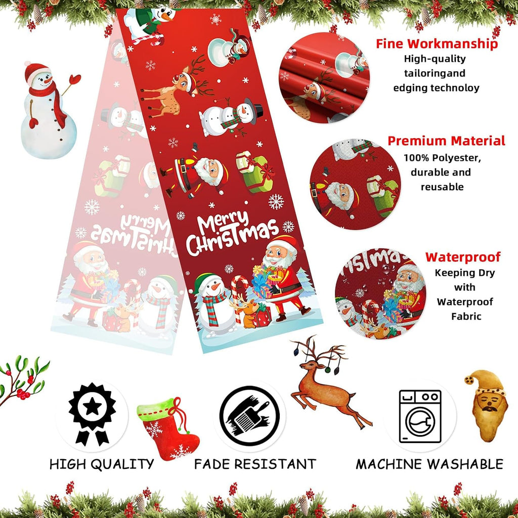 Christmas Runner for Table, Merry Christmas Decorations Table Runners with Santa Claus Snowman, Christmas Table Runner for Xmas Kitchen Dining Table Decoration for Coffee Table Banquet Decor