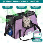 Airline Approved Pet Carrier Cats & Small Dogs, Large Heather Purple