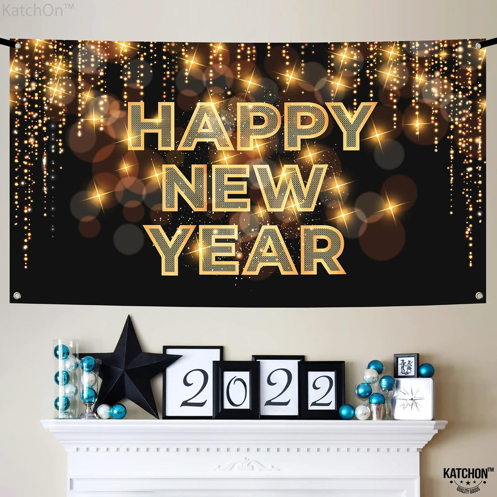 , Xtralarge Happy New Year Banner - 72 X 44 Inch | Happy New Year Backdrop for New Years Decorations 2027| NYE Eve Banner for NYE Decorations 2027| New Years Eve Party Supplies 2027