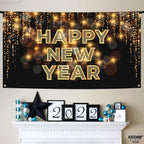 , Xtralarge Happy New Year Banner - 72 X 44 Inch | Happy New Year Backdrop for New Years Decorations 2027| NYE Eve Banner for NYE Decorations 2027| New Years Eve Party Supplies 2027