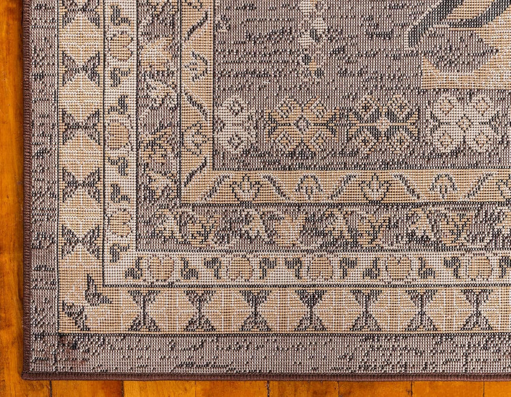 Taftan Collection Border Geometric Tribal Inspired Design Area Rug (2' 2 X 3' 0 Rectangular, Brown/Tan)